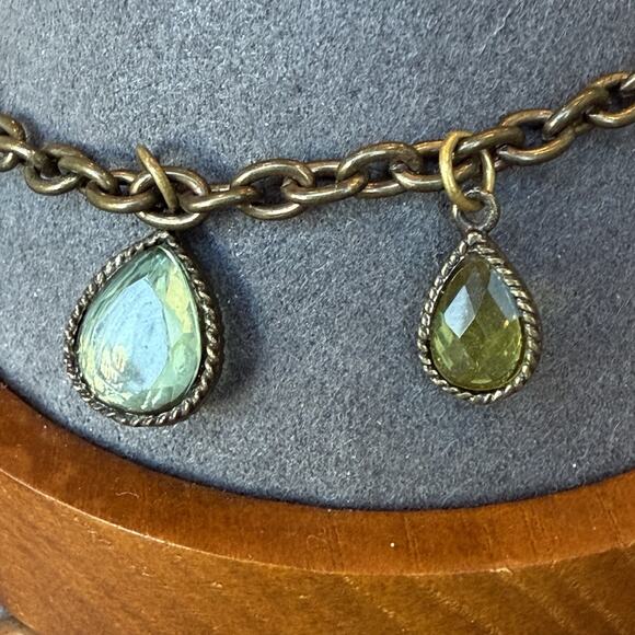 LAILA ROWE Antiqued Bronze Multicolor Small Teardrop Charm 7.5-8.5" Bracelet - Picture 7 of 9